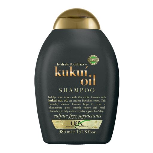 Ogx Шампунь для увлажнения и гладкости волос, шампунь, с маслом гавайского ореха (кукуи), 385 мл, 1 шт.