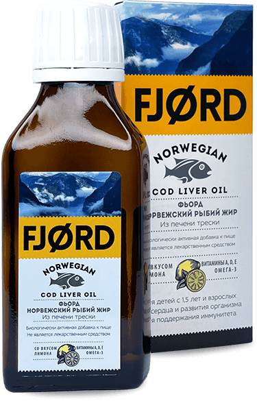 Fjord норвежский рыбий жир из печени трески, со вкусом лимона, 200 мл, 1 шт.