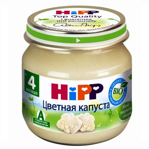 Hipp Мое первое Пюре, для детей с 4 месяцев, цветная капуста, 80 г, 1 шт.