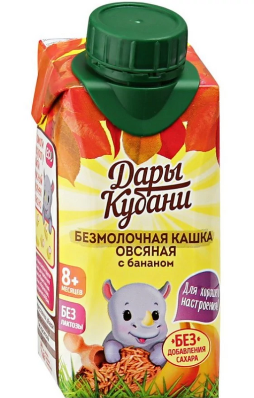 Дары Кубани Каша овсяная безмолочная с бананом, для детей с 8 месяцев, 200 мл, 1 шт.