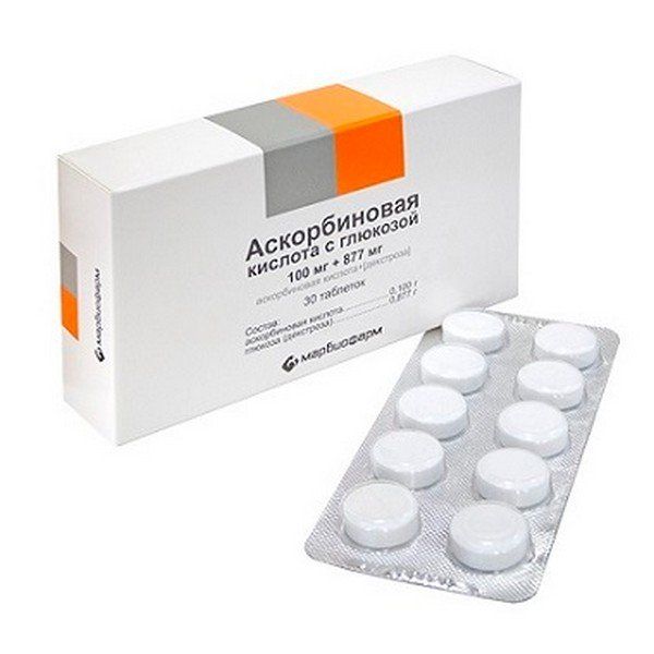 Аскорбиновая кислота с глюкозой Фармстандарт, 100 мг+877 мг, таблетки .