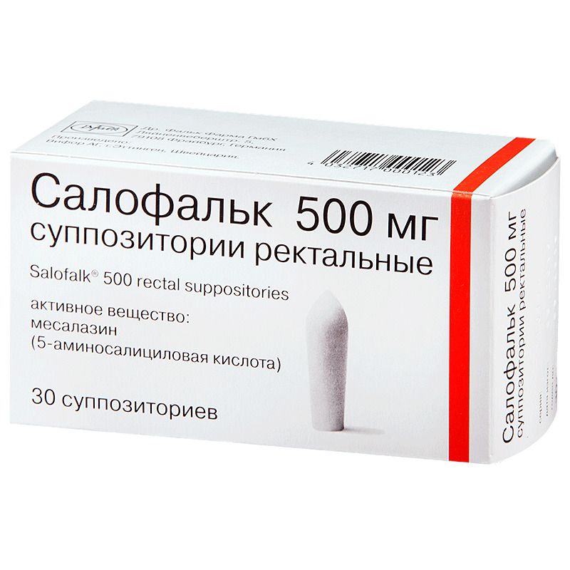 Салофальк, 500 Мг, Суппозитории Ректальные, 30 Шт., Doctor Falk.