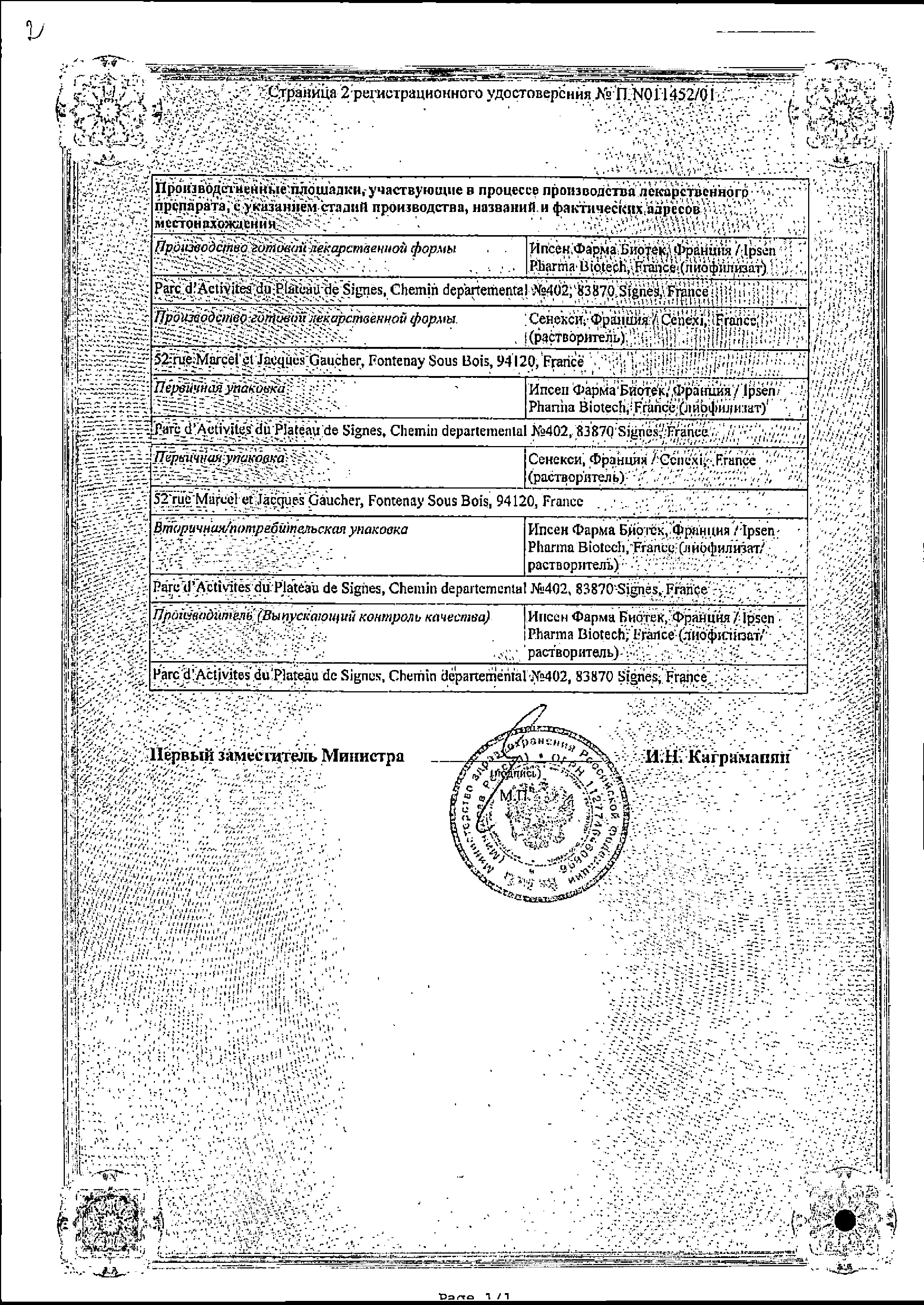 Диферелин сертификат