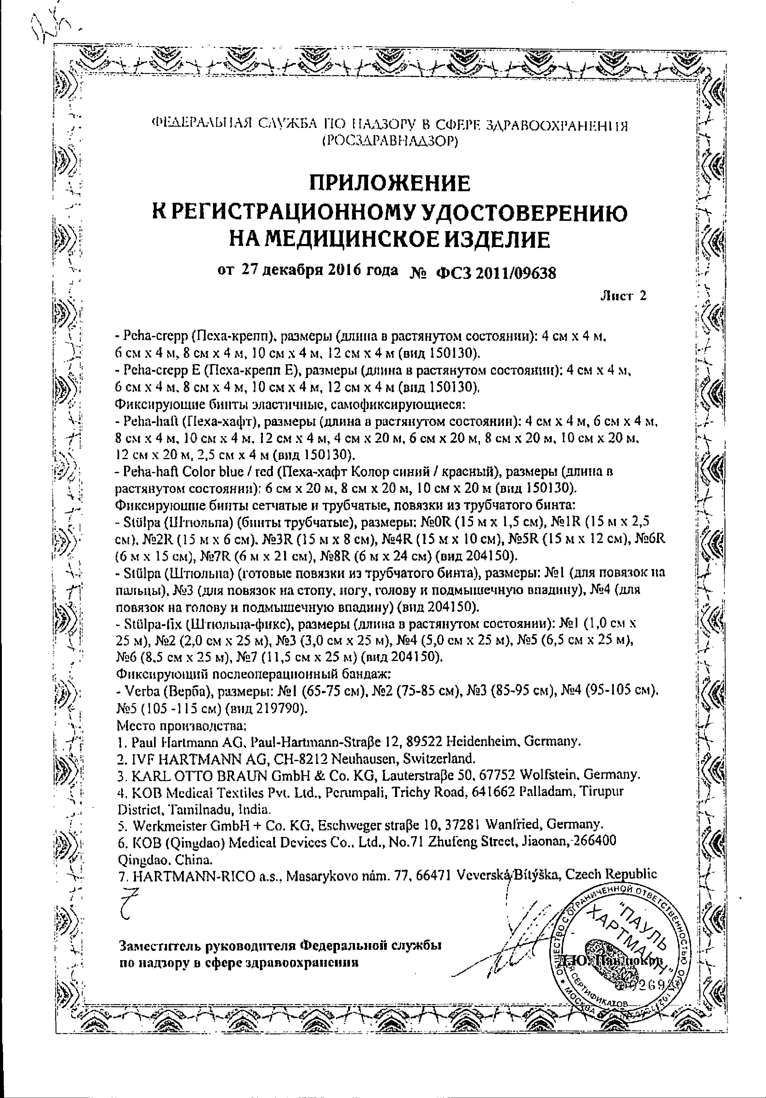 Peha-haft Бинт самофиксирующийся сертификат