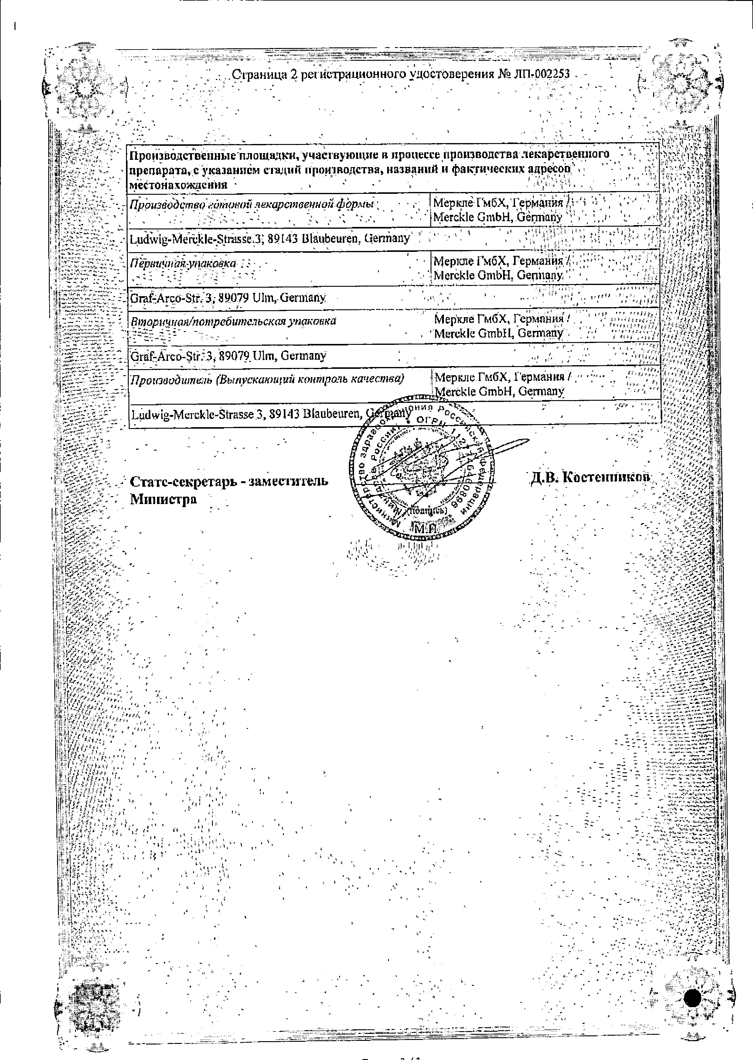 Индапамид ретард-Тева сертификат