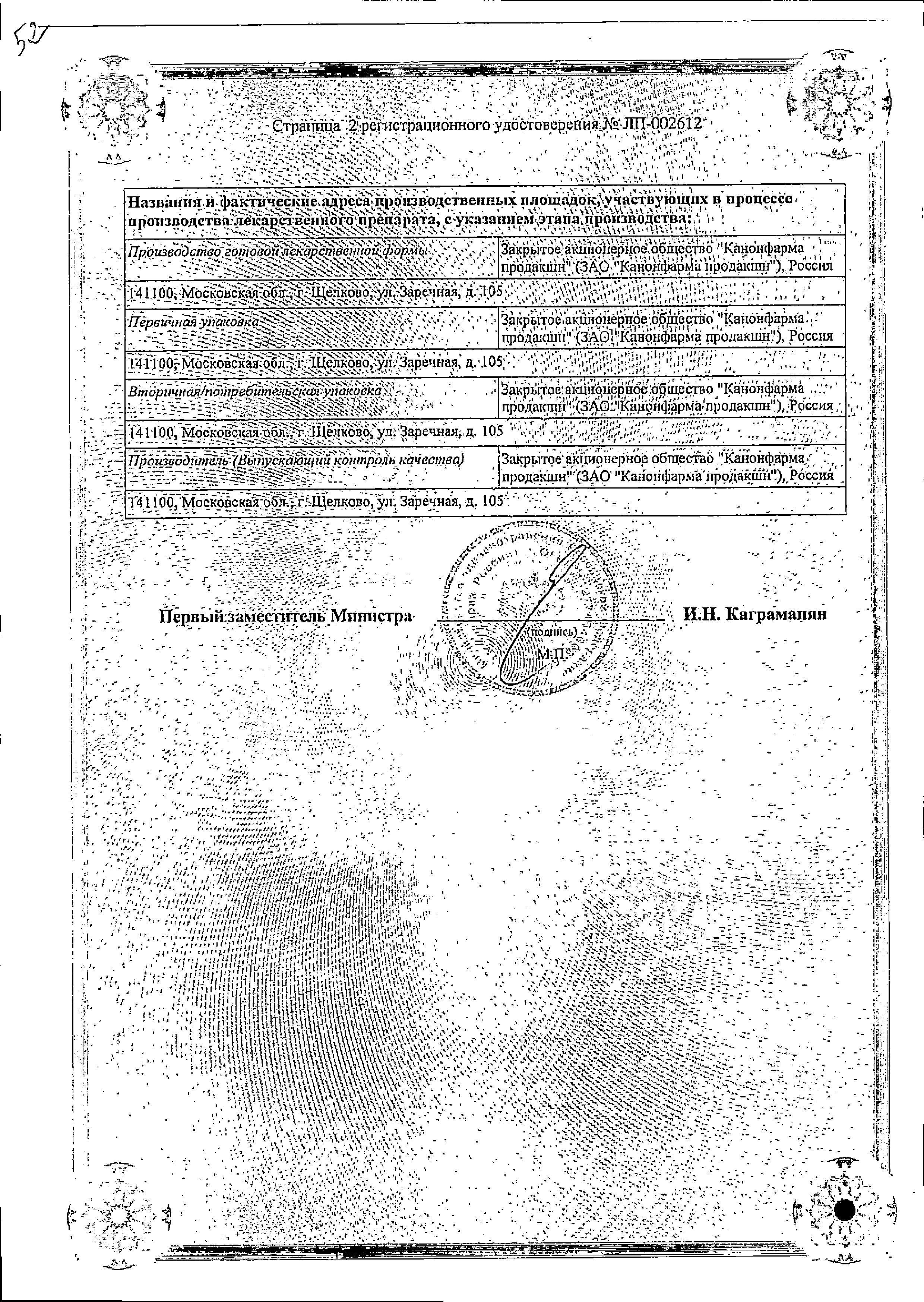Оланзапин Канон сертификат