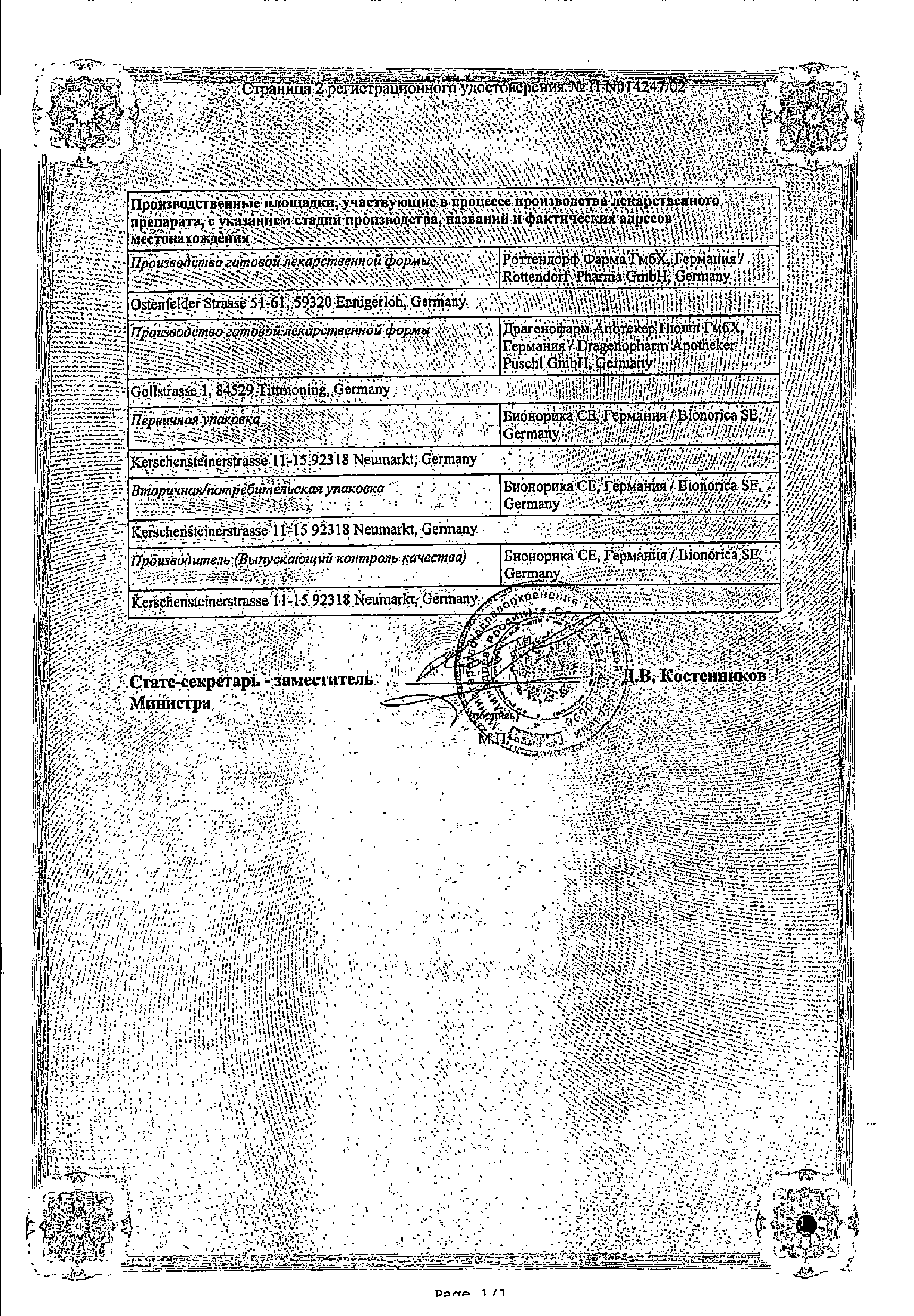 Синупрет сертификат