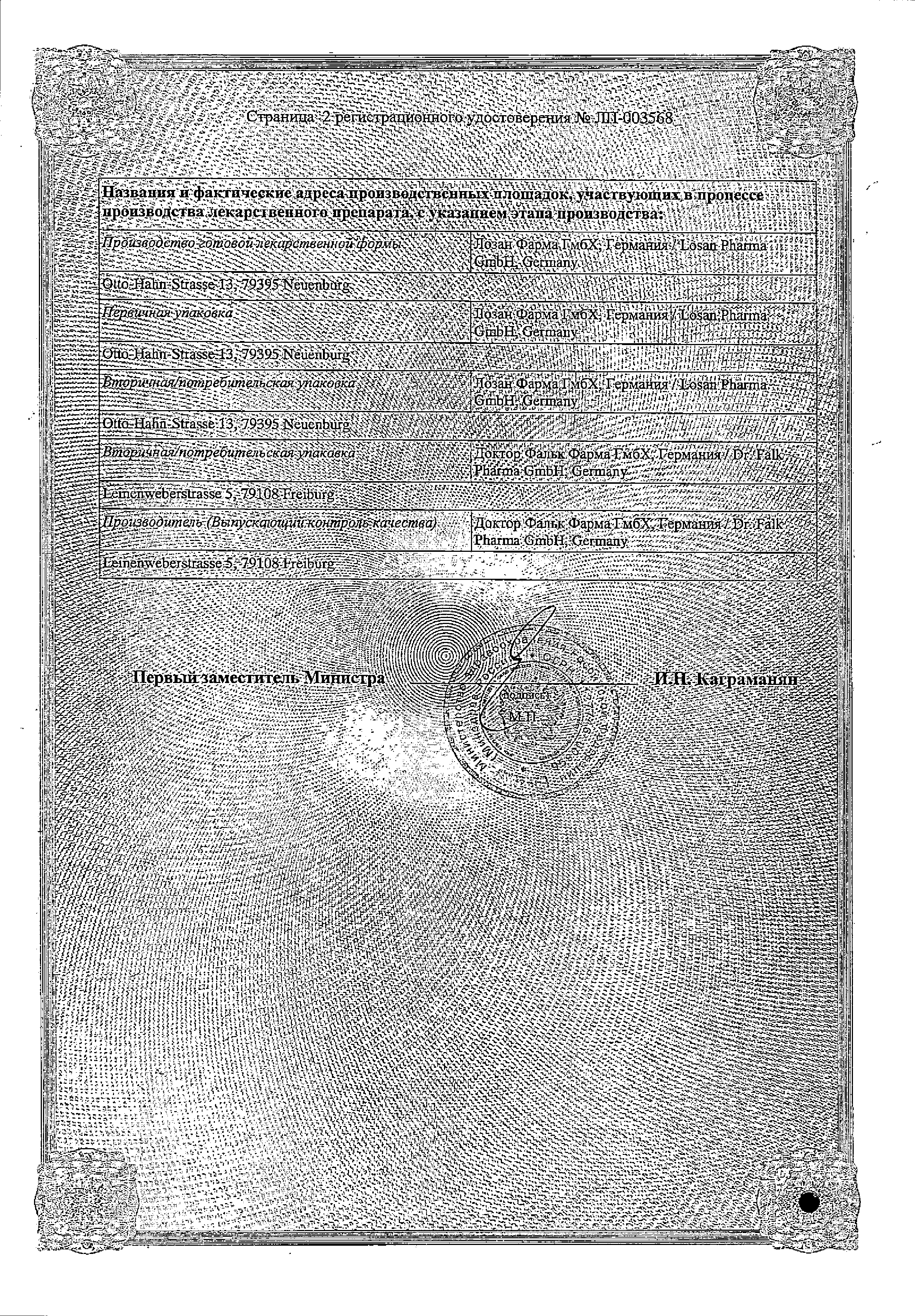 Урсофальк сертификат