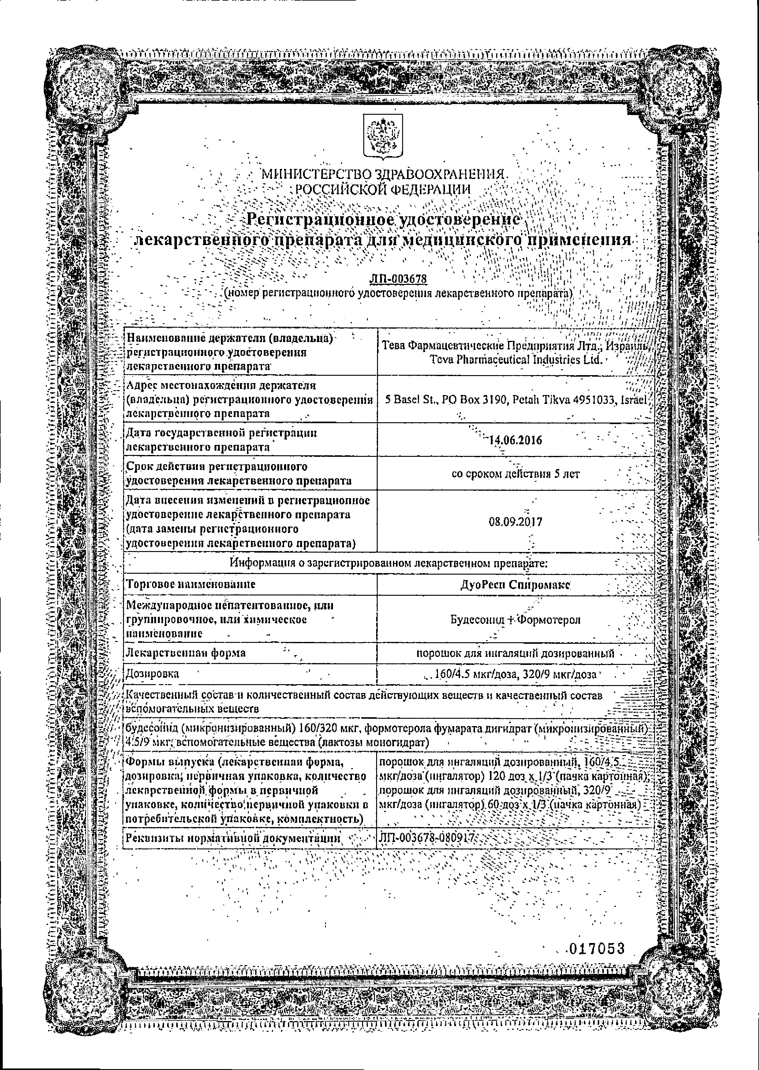 ДуоРесп Спиромакс сертификат