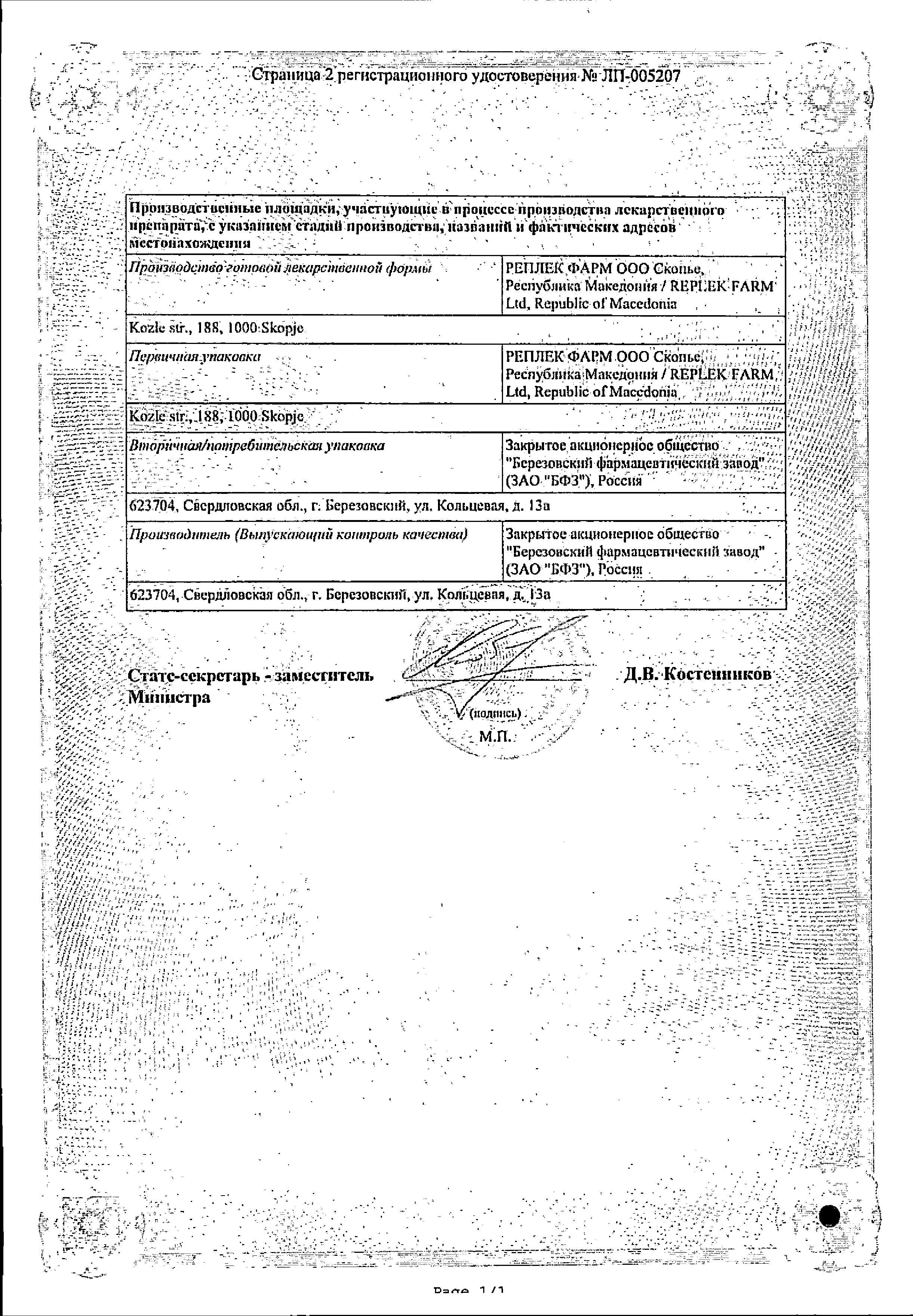 Монтелукаст сертификат