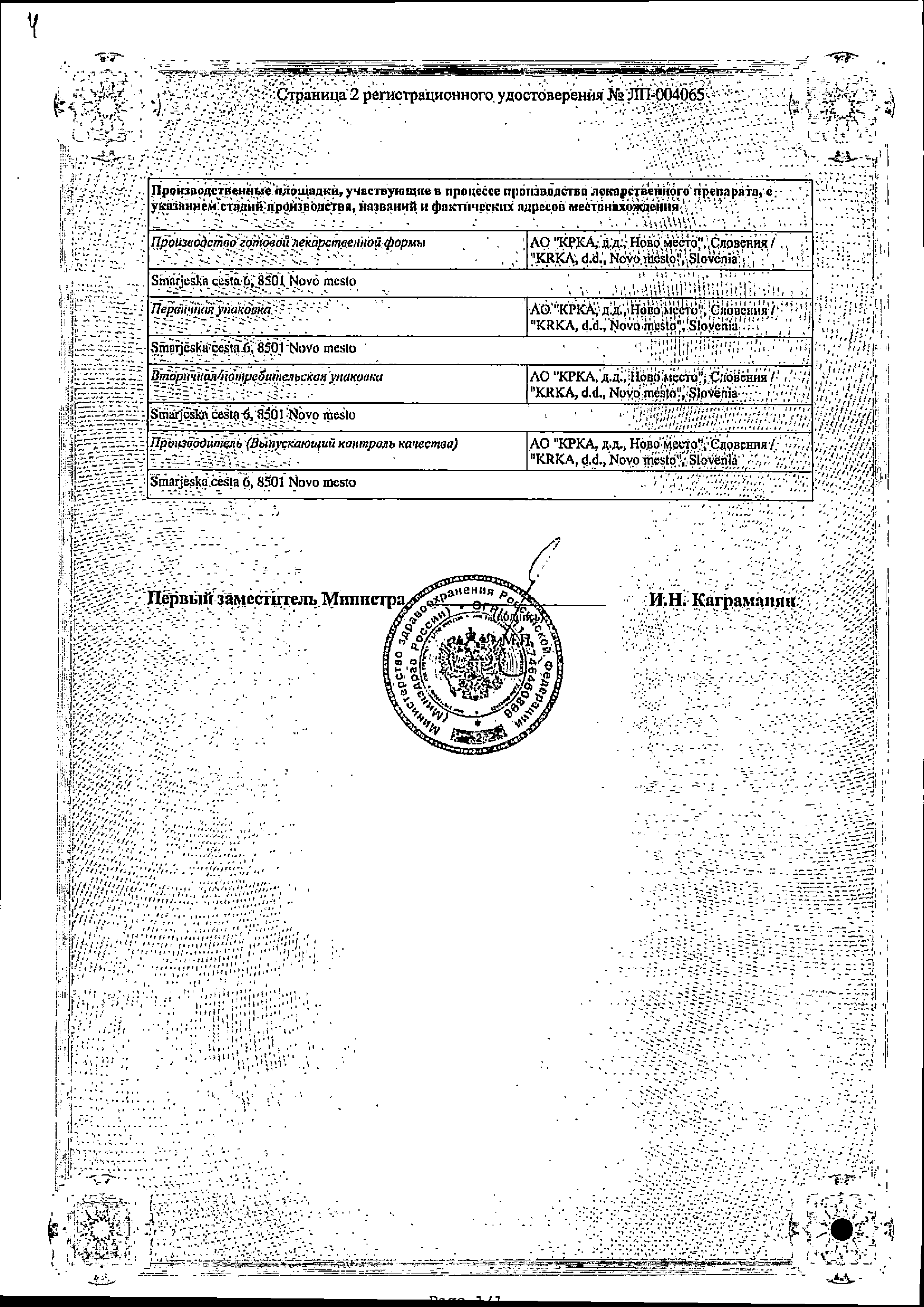Дулоксента сертификат