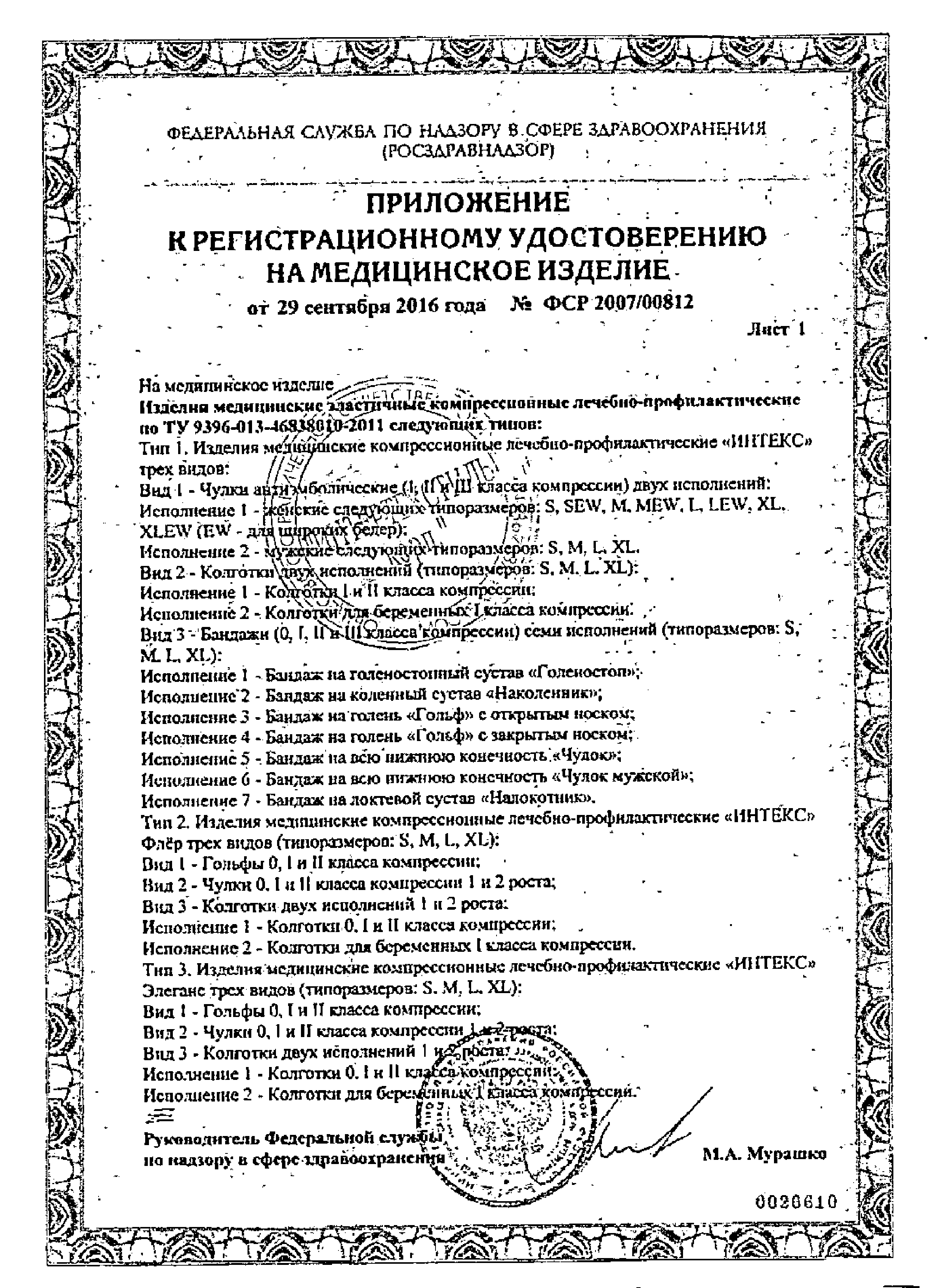 Клинса Чулки антиэмболические сертификат