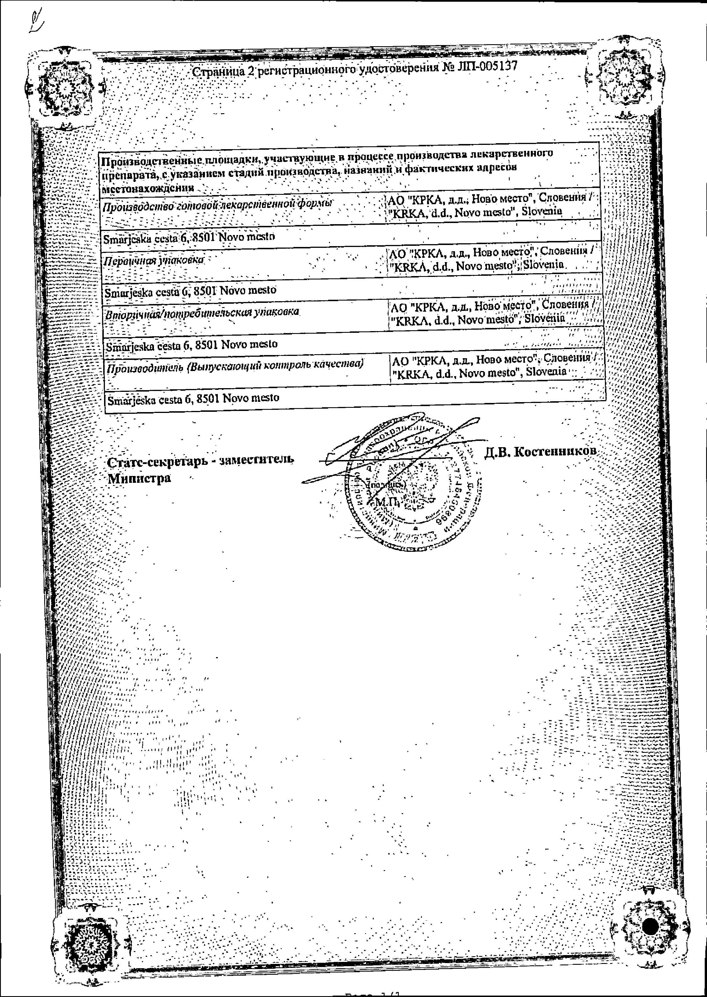 Телмиста Н сертификат