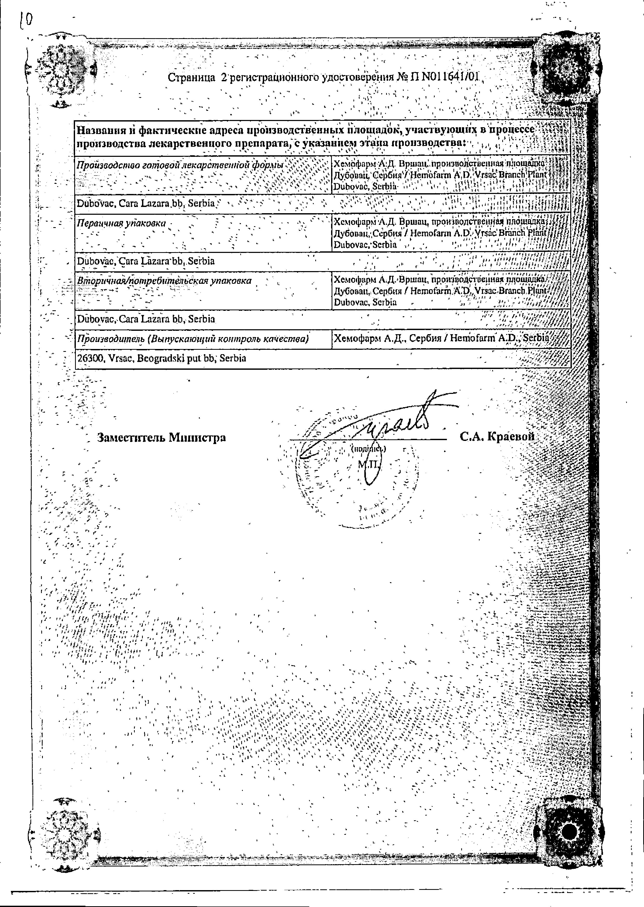 Амоксициллин сертификат