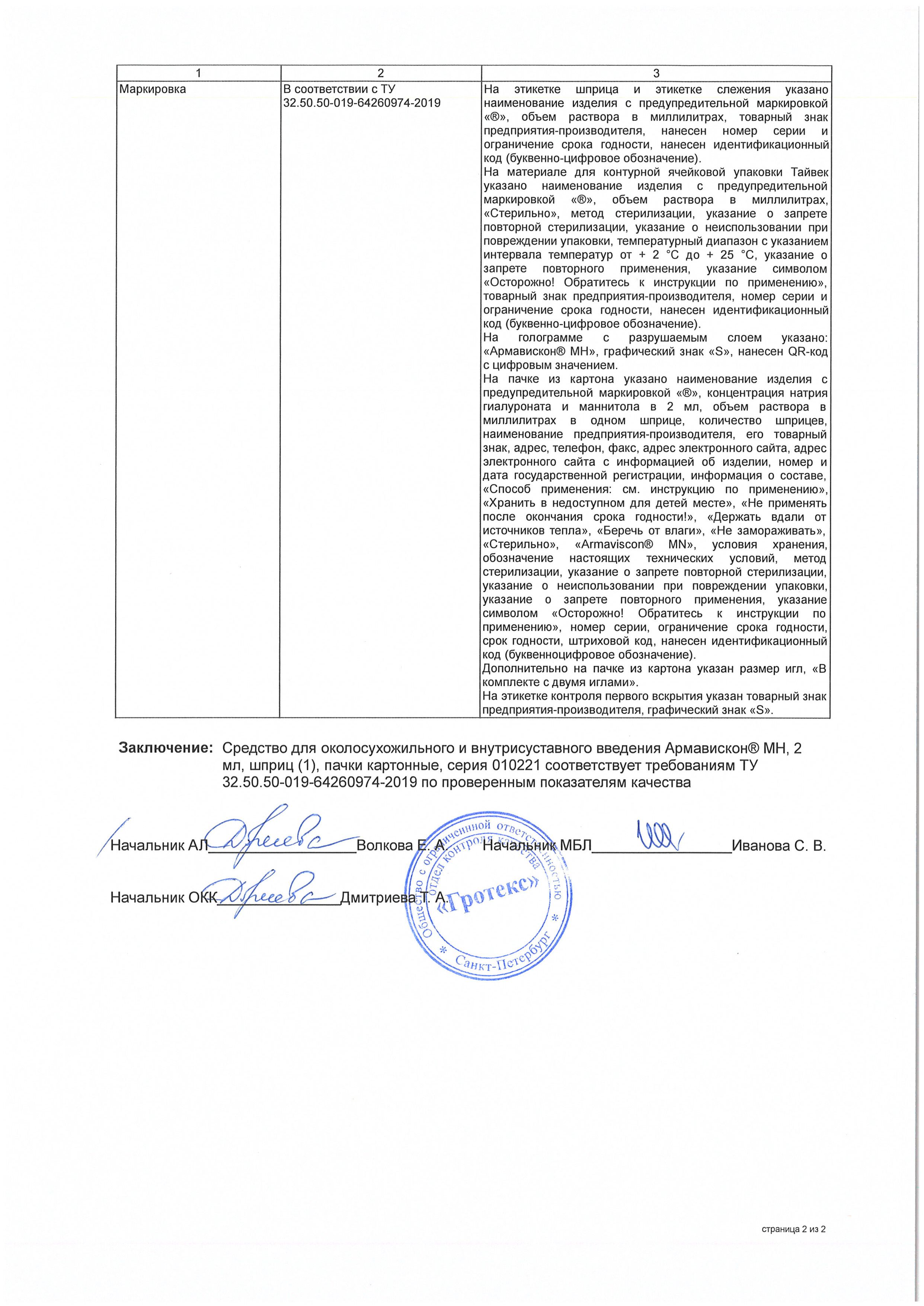 Армавискон МН сертификат