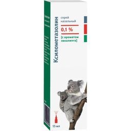 Ксилометазолин, 0.1%, спрей назальный, с ароматом эвкалипта, 15 мл, 1 шт.
