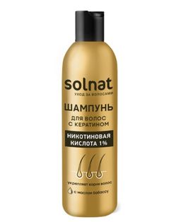 Solnat Шампунь для волос с кератином Никотиновая кислота 1%