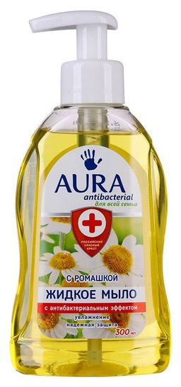 Aura мыло жидкое антибактериальное Ромашка