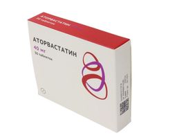 Аторвастатин, 40 мг, таблетки, покрытые пленочной оболочкой, 30 шт., Озон Фарм