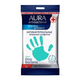 Aura Derma protect салфетки влажные антибактериальные