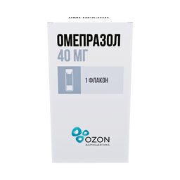 Омепразол, 40 мг, лиофилизат для приготовления раствора для инфузий, 1 шт.