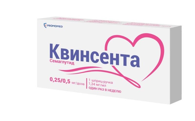 Квинсента, 0,25/0,5 мг/доза, раствор для подкожного введения, в комплекте 6 игл, 1,5 мл, 1 шт.