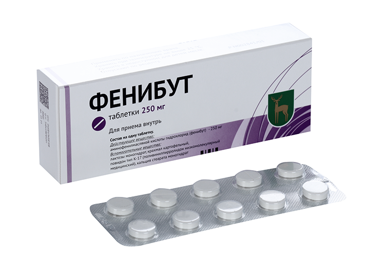 Фенибут, 250 мг, таблетки, 50 шт., Московский эндокринный завод
