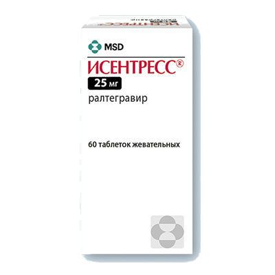 Исентресс, 25 мг, таблетки жевательные, 60 шт.