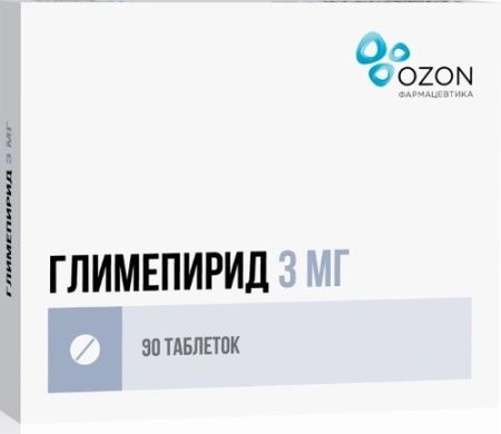 Глимепирид, 3 мг, таблетки, 90 шт., Озон