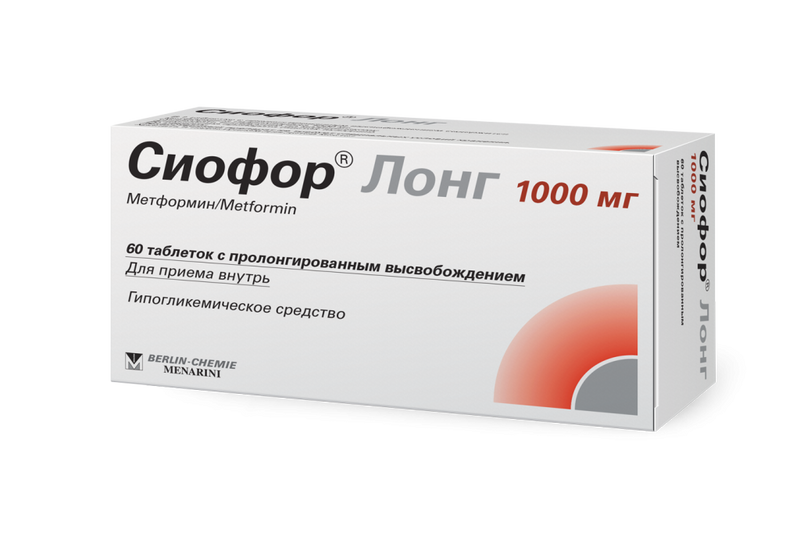 Сиофор Лонг, 1000 мг, таблетки пролонгированного действия, 60 шт.