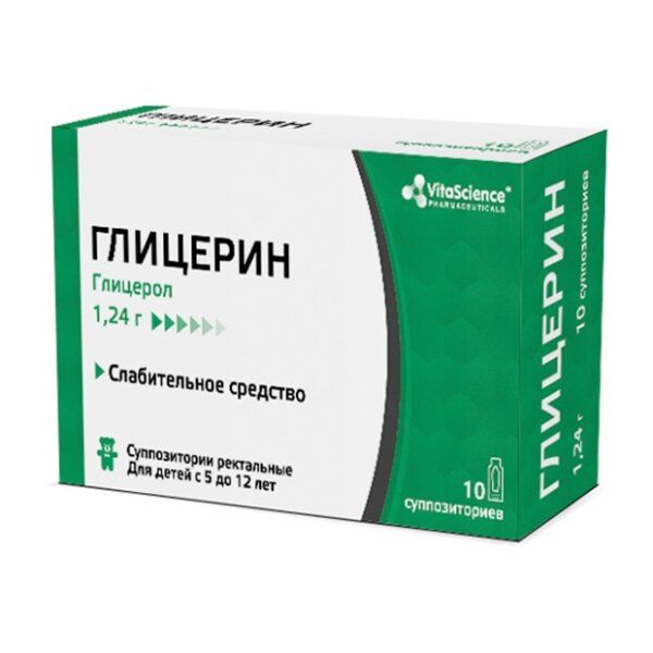 Vitascience Глицерин (свечи), 1.24 г, суппозитории ректальные для детей, 10 шт.