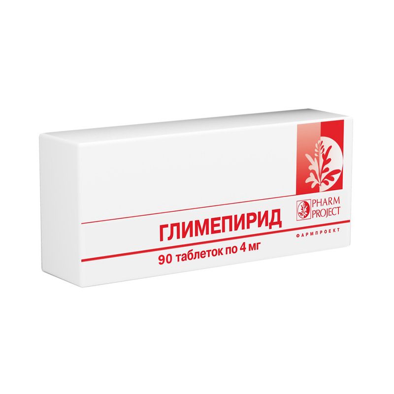 Глимепирид, 4 мг, таблетки, 90 шт., Фармпроект