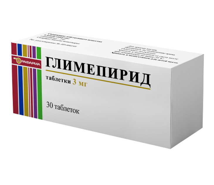 Глимепирид, 3 мг, таблетки, 30 шт., Рафарма