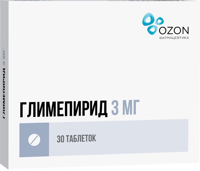 Глимепирид, 3 мг, таблетки, 30 шт., Озон