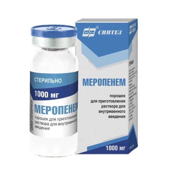 Меропенем, 1 г, порошок для приготовления раствора для внутривенного введения, 1 шт., Синтез