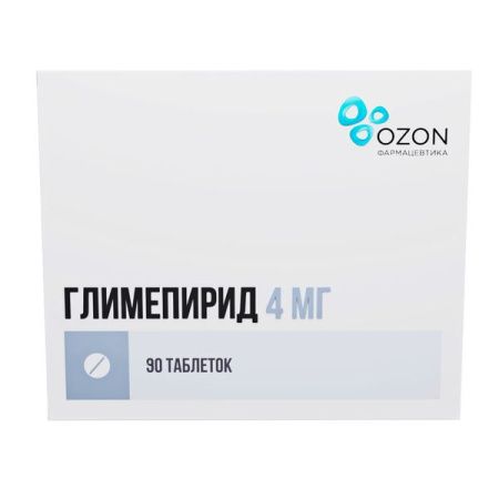 Глимепирид, 4 мг, таблетки, 90 шт., Озон